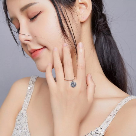 Inel argint reglabil cu mesaj de pace - Peace [2]