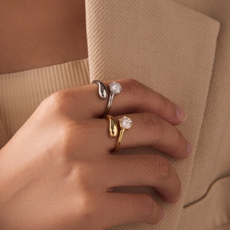 Inel argint reglabil cu Moissanit [10]