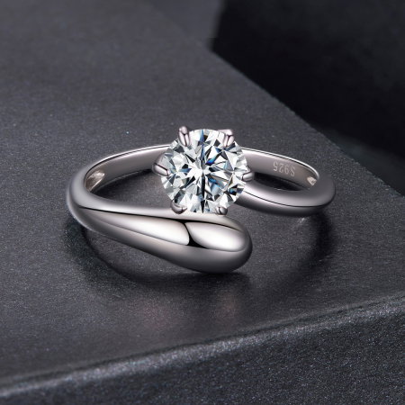 Inel argint reglabil cu Moissanit [4]