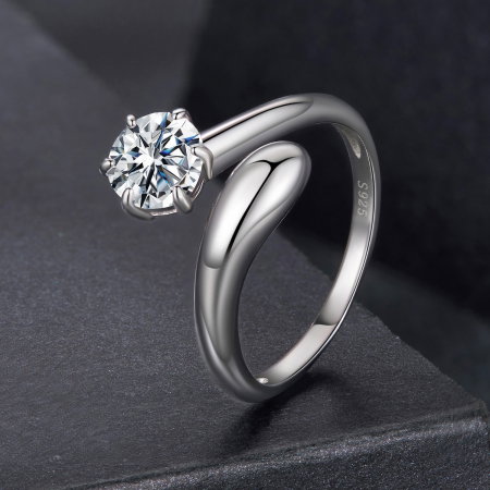 Inel argint reglabil cu Moissanit [2]