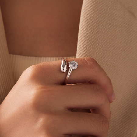 Inel argint reglabil cu Moissanit [5]