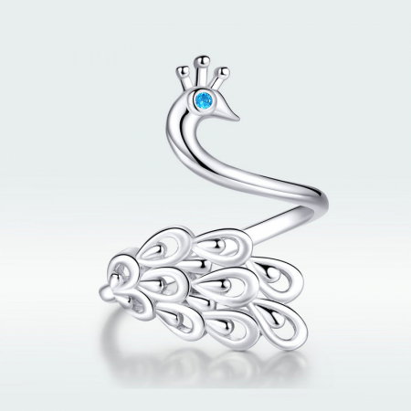 Inel argint reglabil cu paun si zirconiu [7]