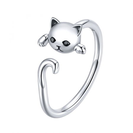 Inel argint reglabil cu pisica draguta
