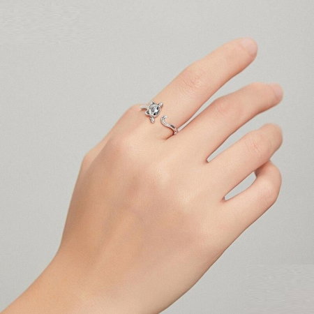 Inel argint reglabil cu pisica draguta [4]