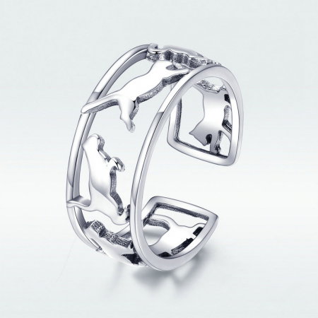 Inel argint reglabil cu pisicute jucause [2]