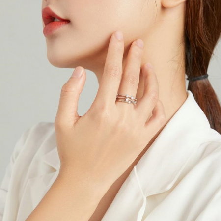 Inel argint reglabil cu stea stralucitoare [2]