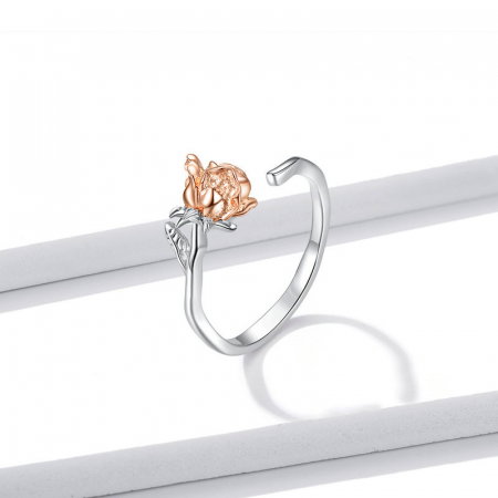 Inel argint reglabil cu trandafir 3D [7]