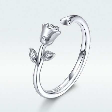 Inel argint reglabil cu trandafir placat cu rodiu [2]