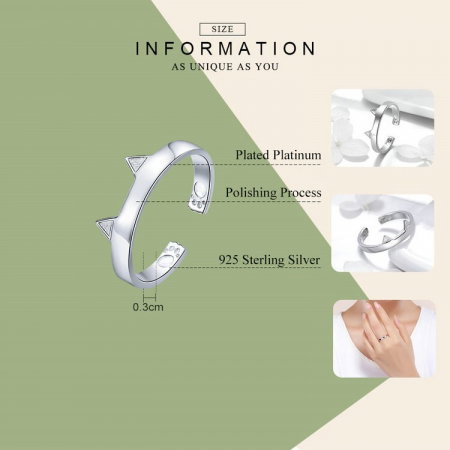 Inel argint reglabil cu urechi si labute de pisicuta [5]