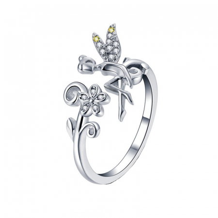 Inel argint reglabil cu zana si zirconiu