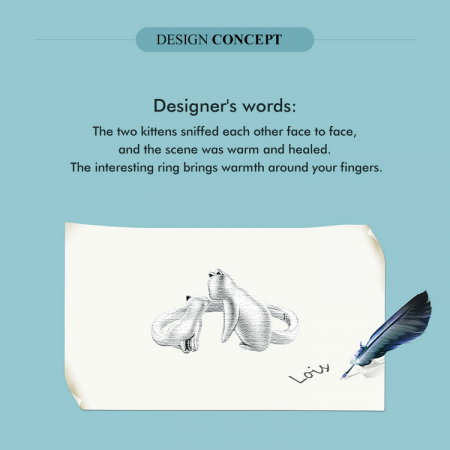 Inel argint reglabil cuplu pisica [7]