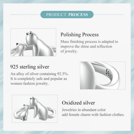 Inel argint reglabil cuplu pisica [10]