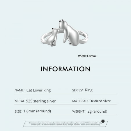 Inel argint reglabil cuplu pisica [8]