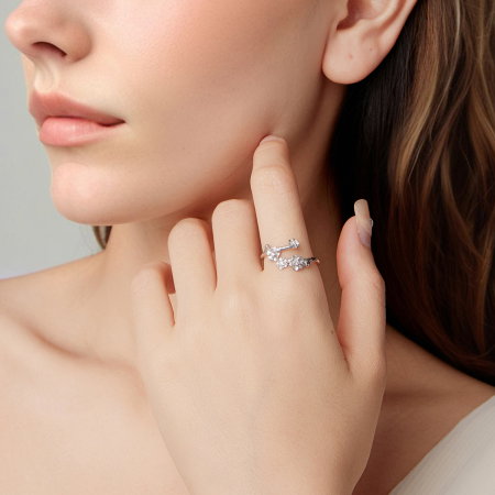 Inel argint reglabil floare de prun [8]