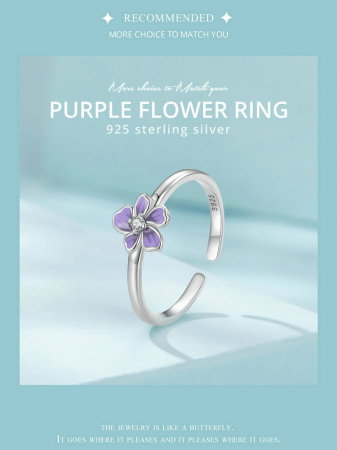 Inel argint reglabil floare mov [16]