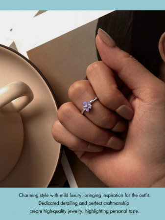 Inel argint reglabil floare mov [12]