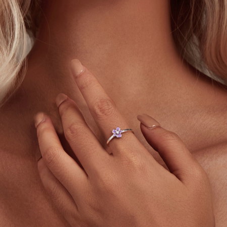 Inel argint reglabil floare mov [1]