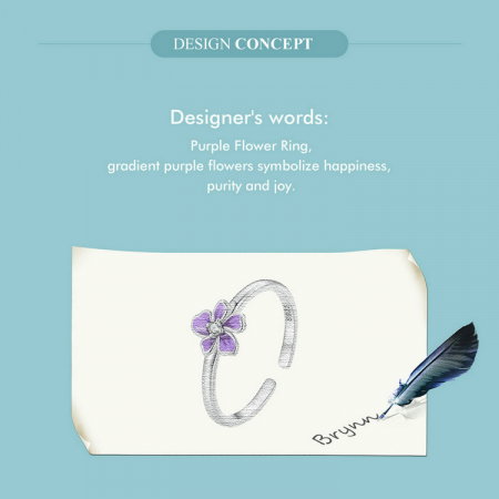 Inel argint reglabil floare mov [7]