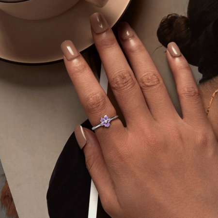 Inel argint reglabil floare mov [3]