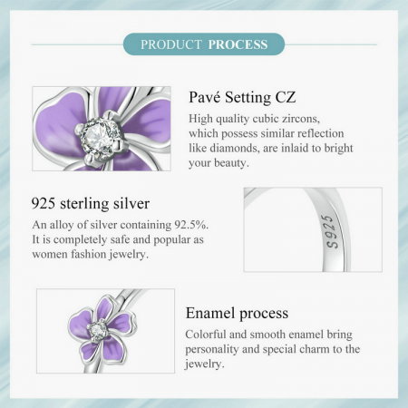 Inel argint reglabil floare mov [10]