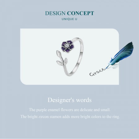 Inel argint reglabil floral [8]