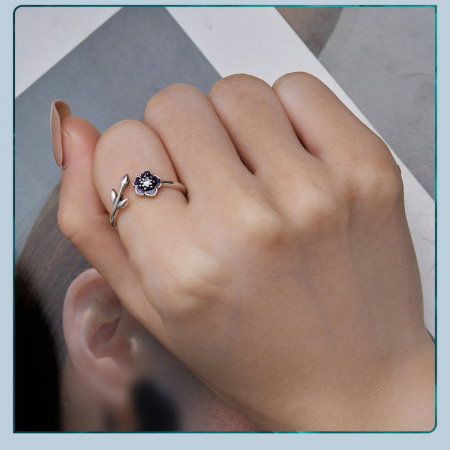 Inel argint reglabil floral [13]