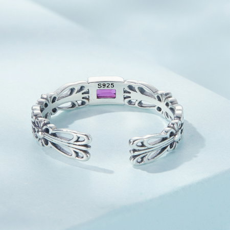 Inel argint reglabil floral cu zirconiu [4]