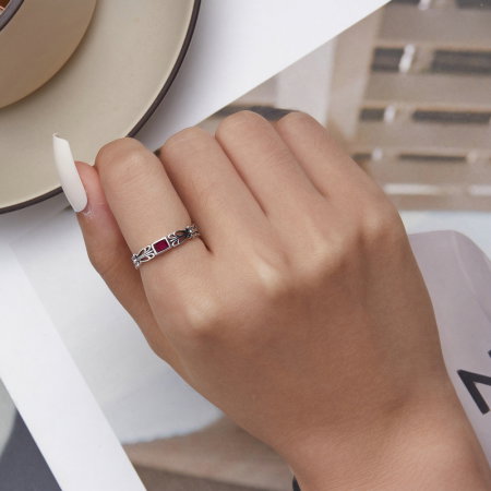 Inel argint reglabil floral cu zirconiu [5]