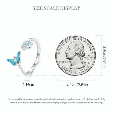 Inel argint reglabil fluture [10]