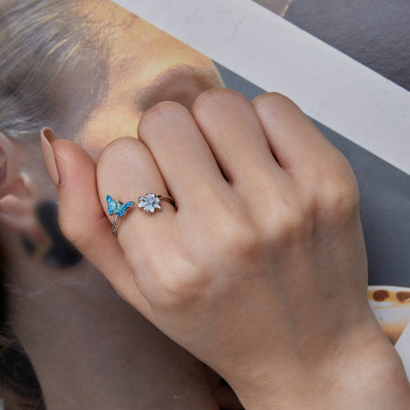 Inel argint reglabil fluture [5]