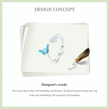 Inel argint reglabil fluture [8]