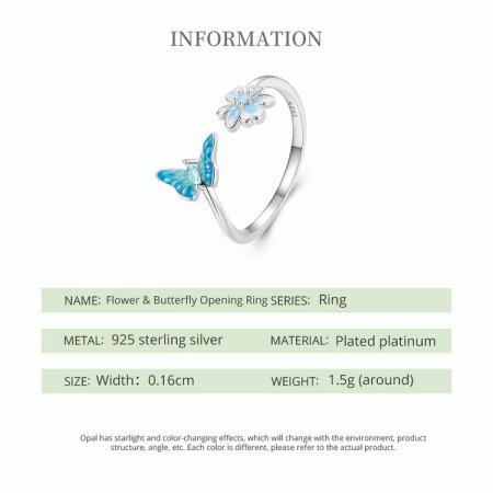 Inel argint reglabil fluture [9]