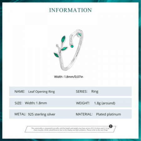 Inel argint reglabil frunze [9]