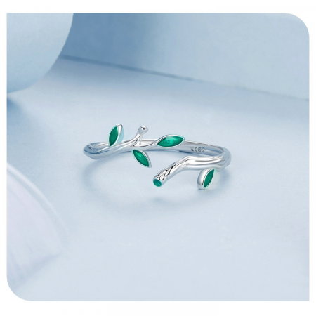 Inel argint reglabil frunze [12]