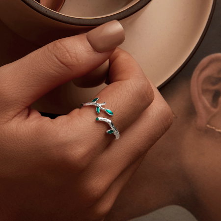 Inel argint reglabil frunze [6]