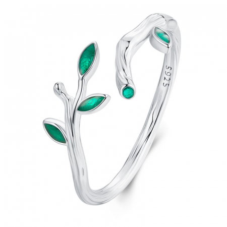 Inel argint reglabil frunze [7]