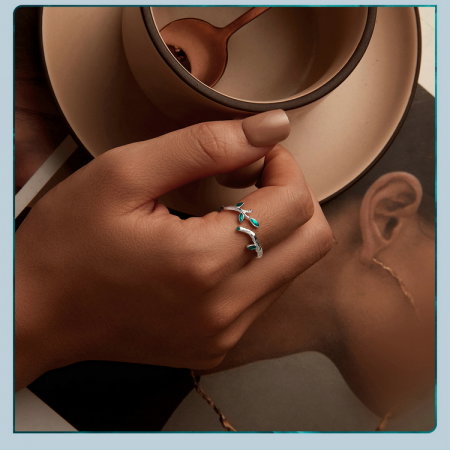 Inel argint reglabil frunze [11]