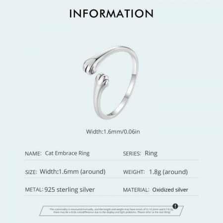 Inel argint reglabil imbratisare de pisica [9]