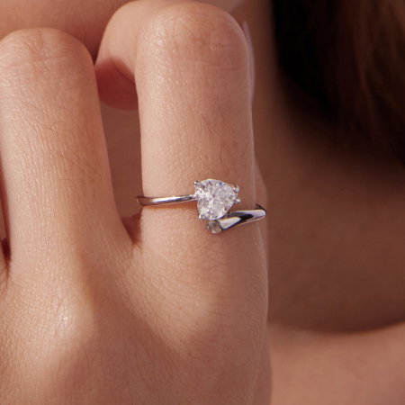 Inel argint reglabil inimioara cu Zirconia [1]