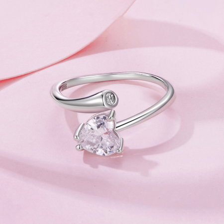 Inel argint reglabil inimioara cu Zirconia [2]