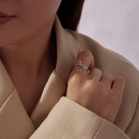 Inel argint reglabil inimioara si calut [7]