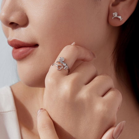 Inel argint reglabil inimioara si calut [5]