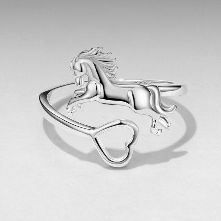 Inel argint reglabil inimioara si calut [4]