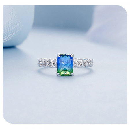 Inel argint reglabil lant si zirconiu turmalina [10]