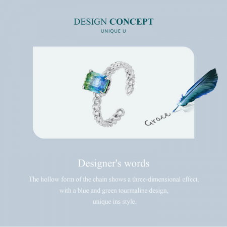 Inel argint reglabil lant si zirconiu turmalina [6]