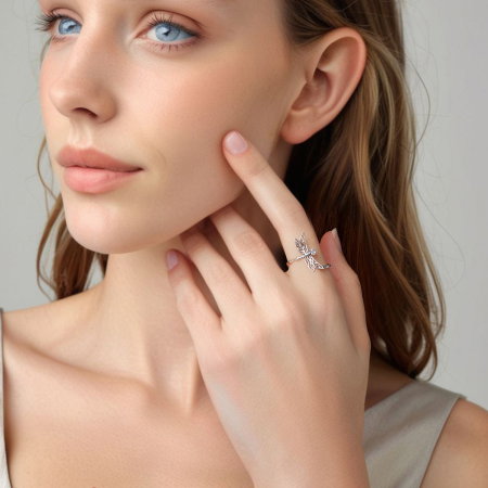 Inel argint reglabil libelula cu Zirconia [3]