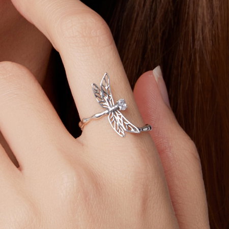 Inel argint reglabil libelula cu Zirconia [5]