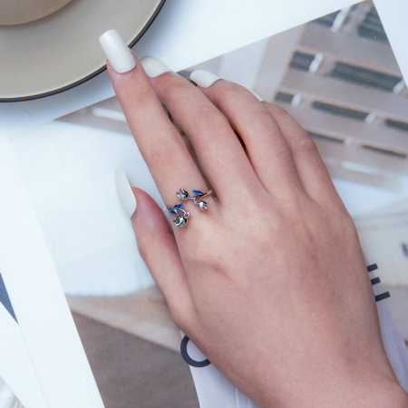 Inel argint reglabil cu flori de margaritar [6]