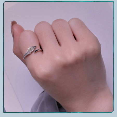 Inel argint reglabil pana de paun [12]