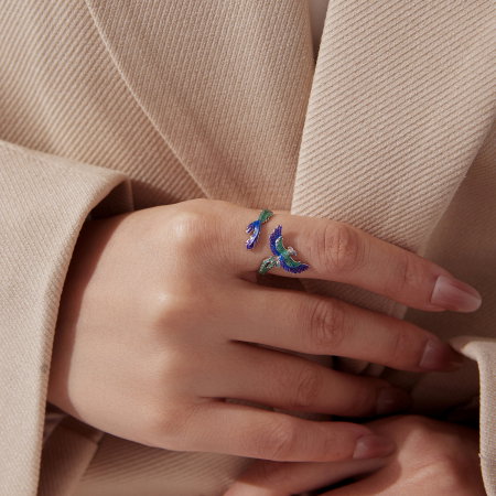 Inel argint reglabil pasarea phoenix cu Zirconia [5]